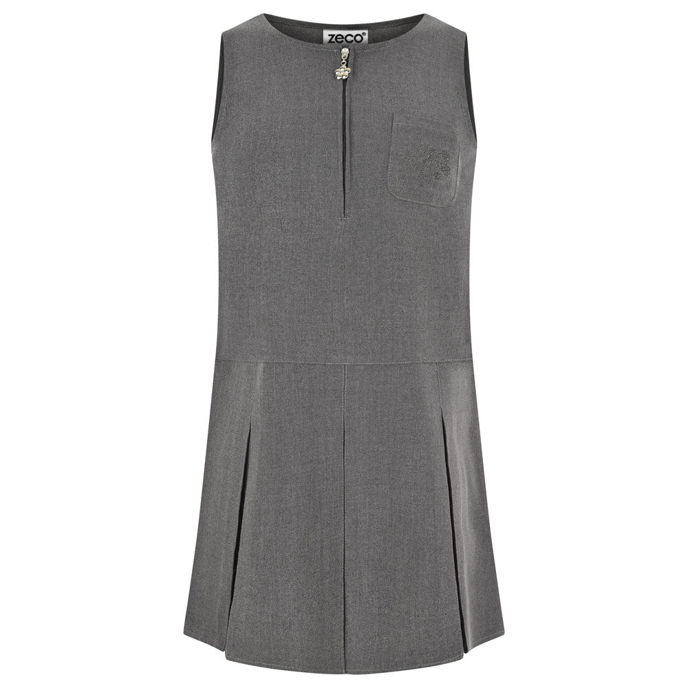 Girls Grey Stretch Flower Pinafore