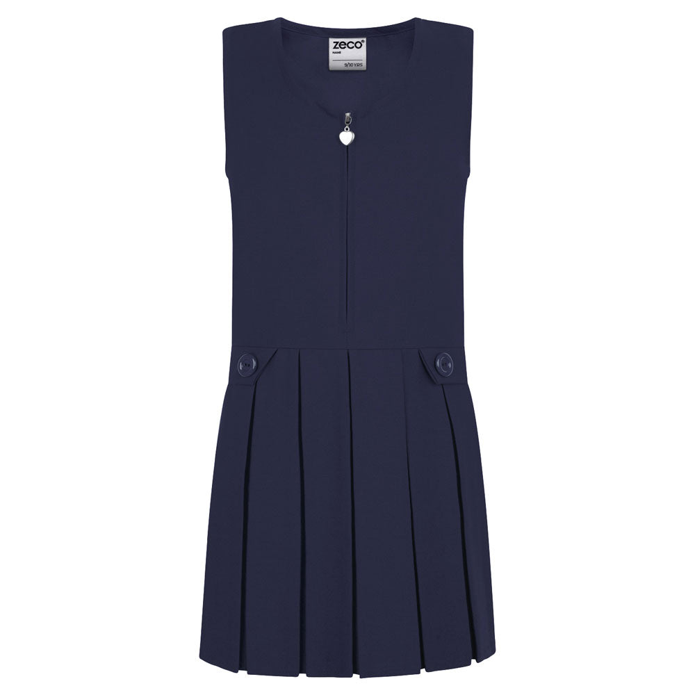 Girls Navy Zip Pinafore