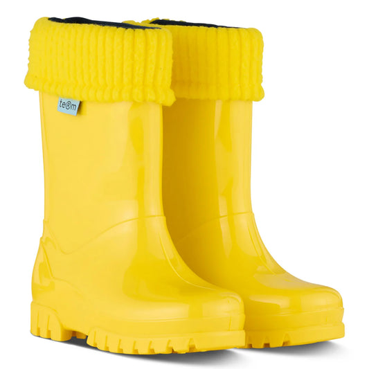 Term Yellow Shiny Wellies With Socks