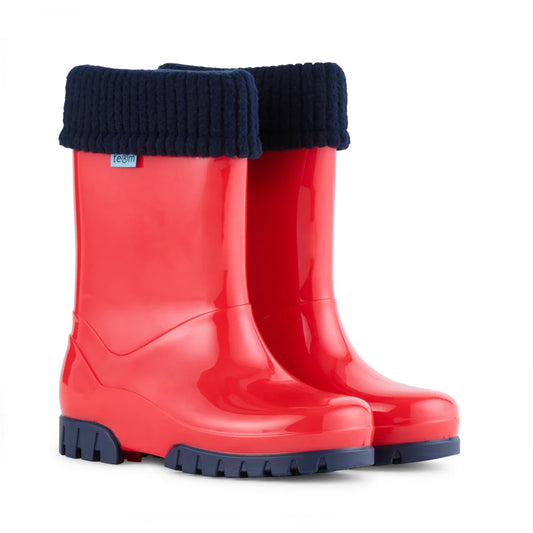 Term Red Shiny Wellies With Socks