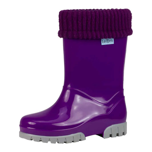 Term Purple Shiny Wellies With Socks