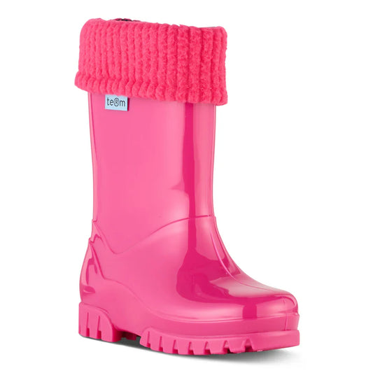 Term Pink Shiny Wellies With Socks